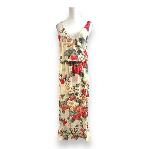 SHOW ME YOUR MUMU Ivory sheer Rose Floral Plunge Neckline & Back MAXIDRESS SZ M - Picture 11 of 16